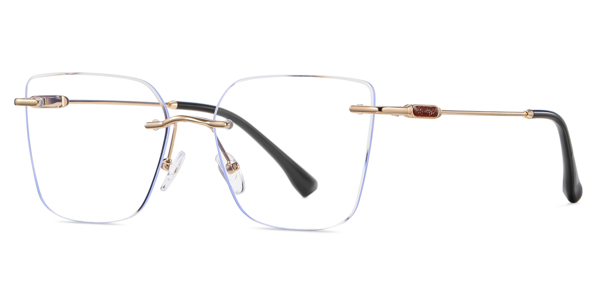 Cat Eye Rimless Eyeglasses Everett Gold – Spring Hinge Prescription Glasses For Women